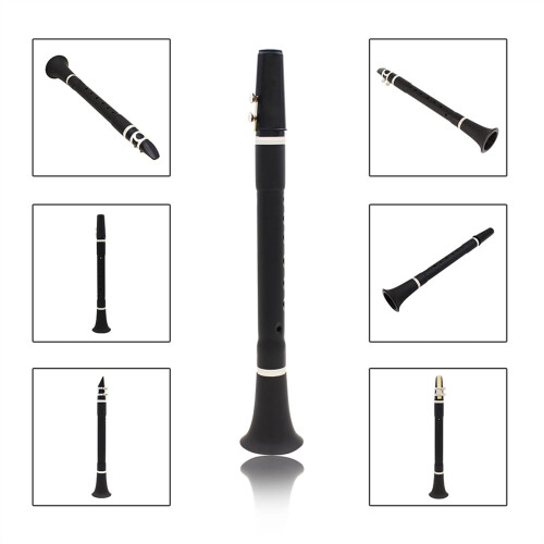 Bb Keyless ABS Clarinet with Case and Reeds, Lightweight Beginner Woodwind for Practice 2