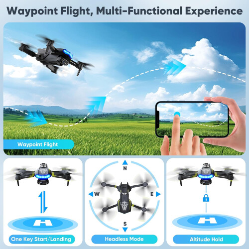 Drone with Camera for Kids, Dual 720P HD, Gesture Control, Lights, Gravity Sensor, 3D Flip, Black 2