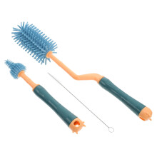 Bottle Cleaning Brush Set with Silicone Brushes for Baby Bottles, Straws and Pacifiers, Rotating Design