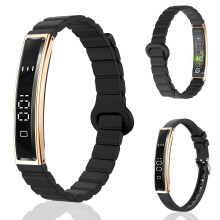 Smart Fitness Tracker with Heart Rate and SpO₂ Monitor, Sleep Tracking, Stress Monitor, Black Silicone Strap