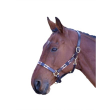 (Pony, Pink/Navy/Natural) Blenheim Leather Polo Horse Headcollar