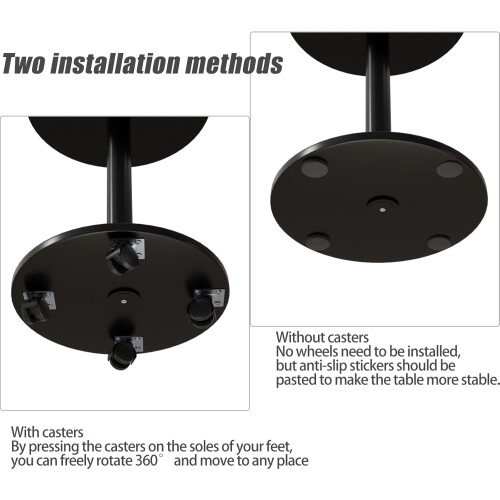 Side Table with Wheels, 360 Rotating Adjustable Height TV Tray for Sofa and Bed, Walnut 1pc 1