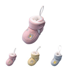 Baby Winter Fleece Booties with Elastic Strap, Infant Warm Plush Indoor Slippers Pink Size 4