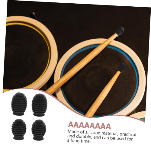4pcs Silicone Drumstick Covers with Enhanced Spiral Grip and Tip Protection for Practice 2