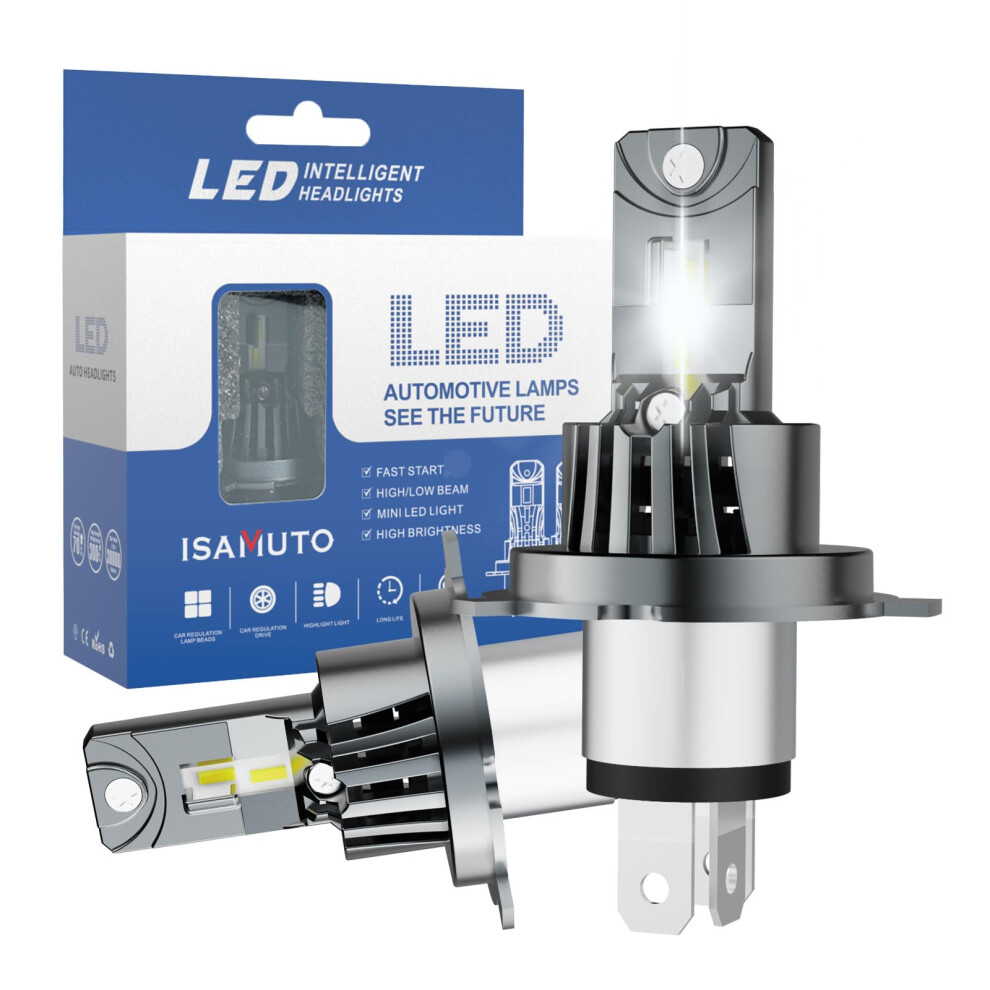 H4 Led Headlight Bulbs 300% Brightness 6500K Cool Plug And Play Pack Of 2 White 9053599219149