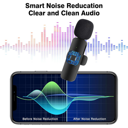 Wireless Lavalier Lapel Microphone for iPhone with AI Noise Reduction, Lightning Port, 2 Pack 2