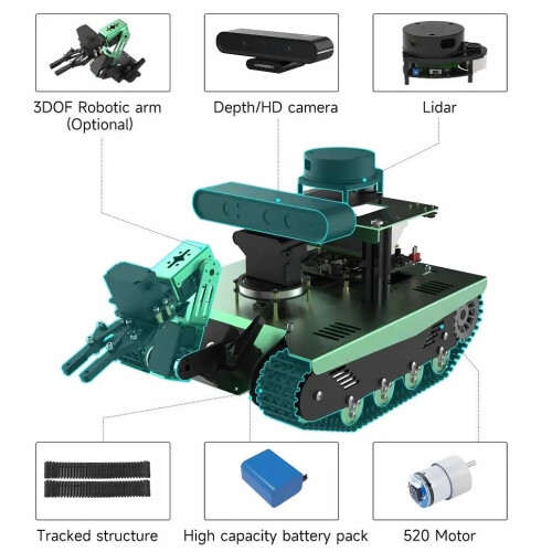 AI Vision Robot Tank Kit with LIDAR, Autonomous Navigation, Python Programmable 1