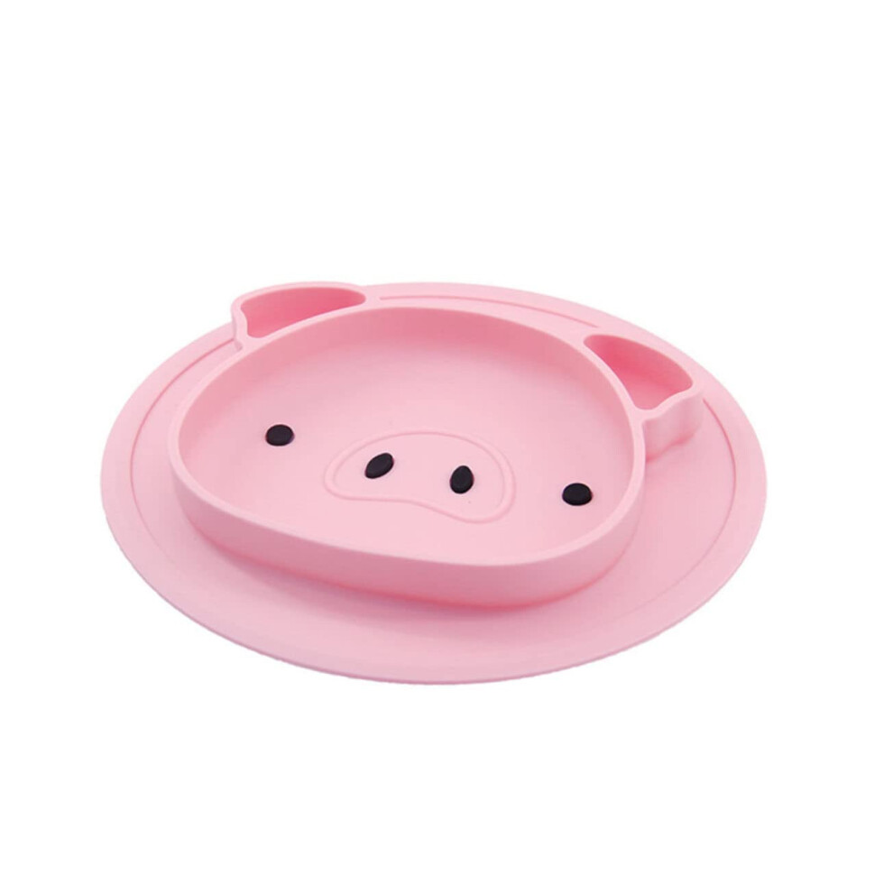 Silicone Baby Plate with Cute Pig Design, Kids Divided Dinner Plate, NonSlip Toddler Food Tray