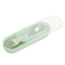 Baby Feeding Spoon and Fork Set with Storage, Lightweight Stainless Steel Fork for Infants