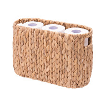 Wicker Toilet Paper Holder Basket with Handles, Large Water Hyacinth Bathroom Storage for 6 Rolls