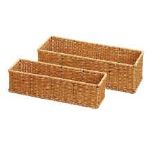 Wicker Storage Basket Set of 2 for Bathroom Organization, Handwoven Rattan with Rustic Decor