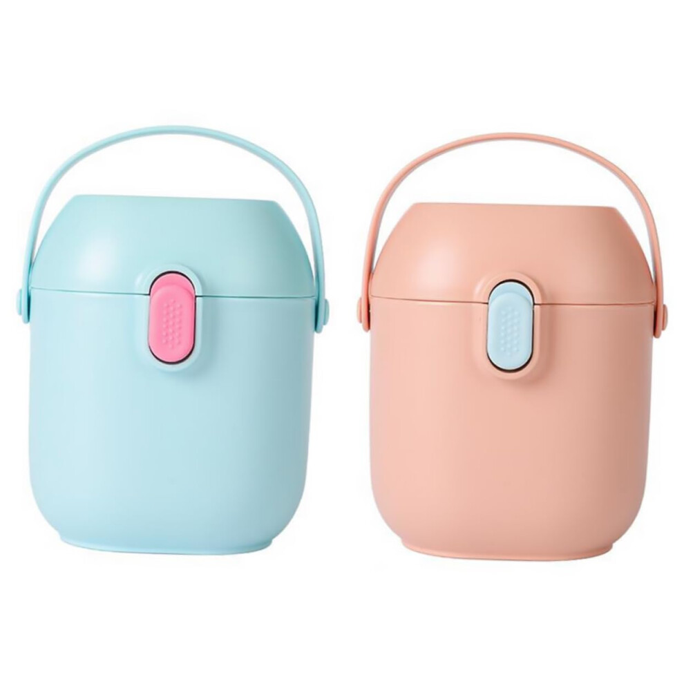 Portable Formula Dispenser With Spoon, Leakproof Doublelayer Travel Milk Powder Container, Blue/Pink