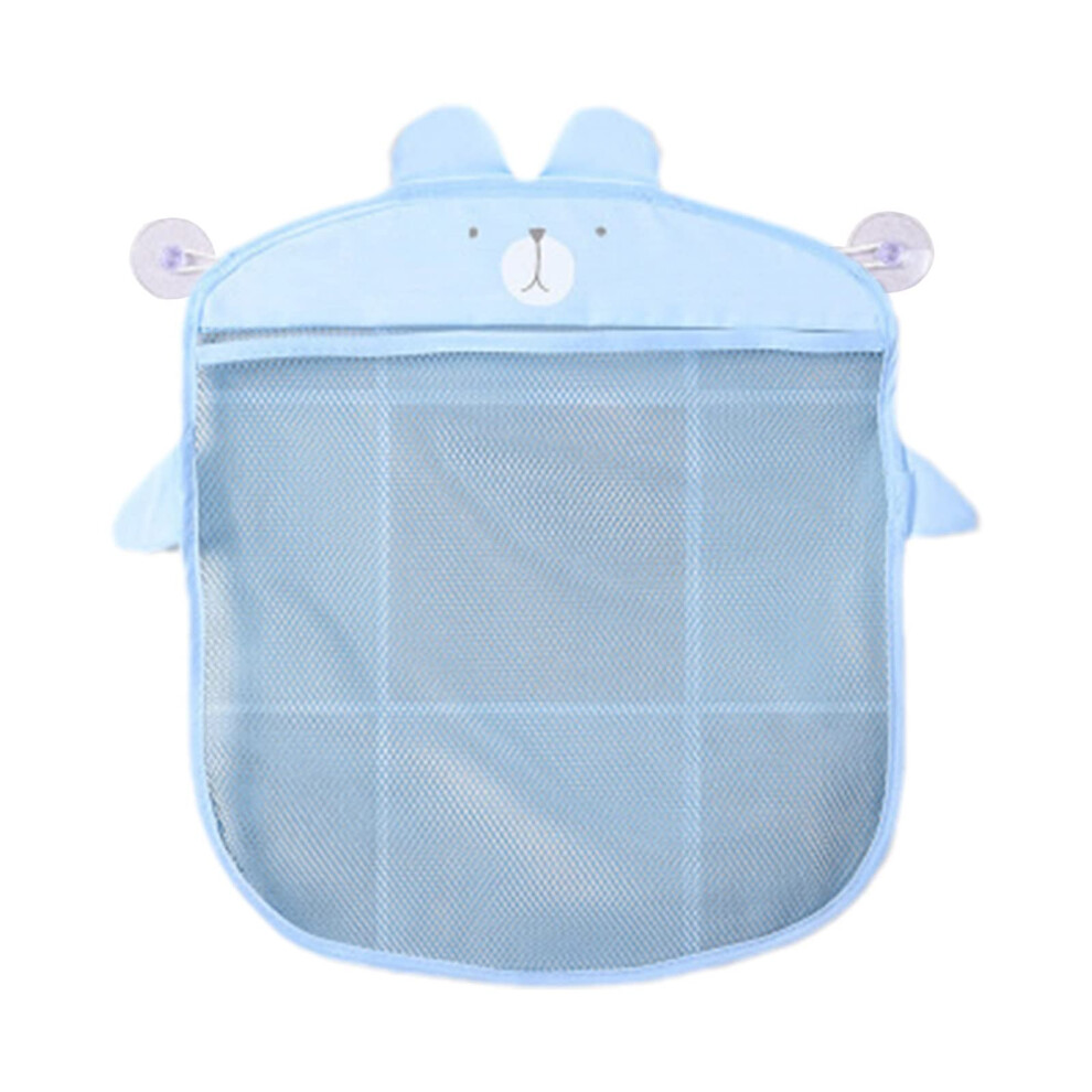 Bath Toy Storage Mesh Bag With Strong Suction Cups, Quickdry Organizer For Baby Bathtub Bear Blue