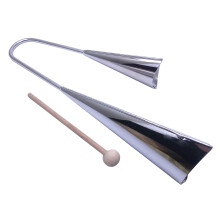 Agogo Bell Percussion Instrument Two Tone Chrome Steel with Wooden Striker for Music Performance