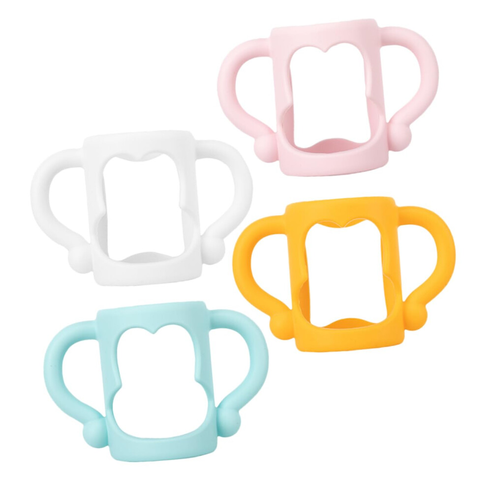 4pcs Silicone Baby Bottle Handles with Ergonomic Twin Grip and Quick Sleeve Installation