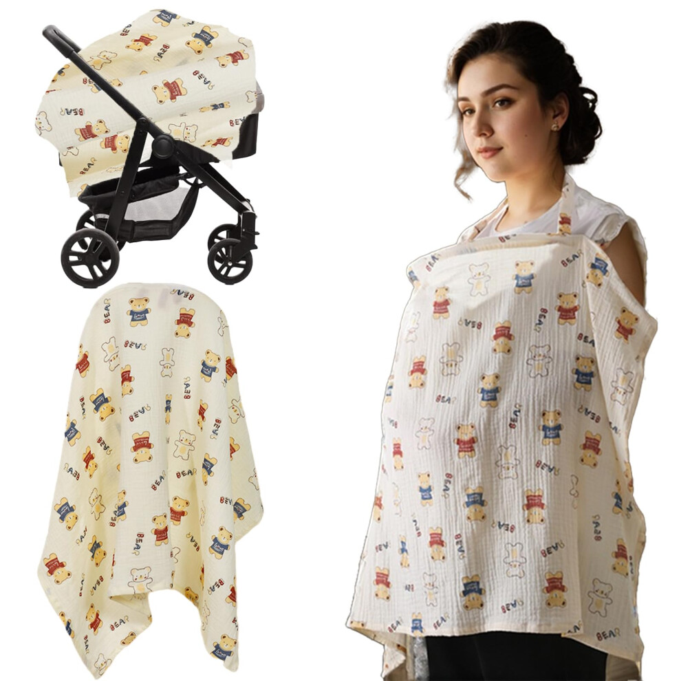 Breathable Cotton Nursing Cover 360 Privacy Breastfeeding Apron with Adjustable Neck Strap