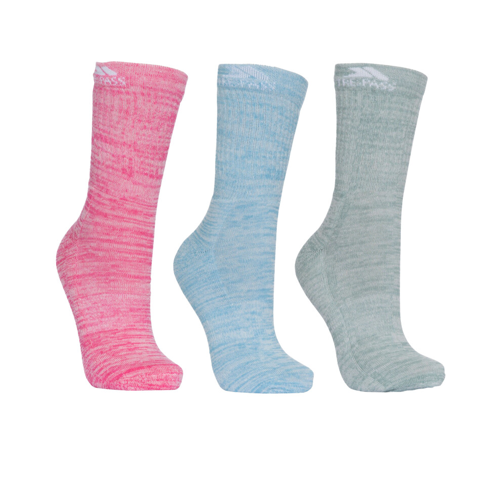Trespass (6-9 Uk, Rose Melange/ Melange/Sage Melange) Womens/Ladies Helvellyn Trekking Socks (Pack Of 3) Blue