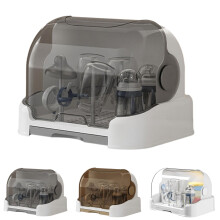 Baby Bottle Drying Rack with Cover and Removable Drip Tray, Countertop Storage Organizer