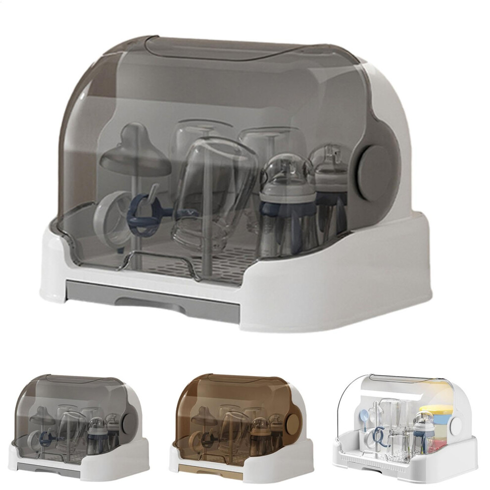 Baby Bottle Drying Rack with Cover and Removable Drip Tray, Countertop Storage Organizer