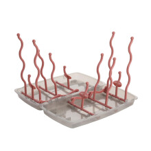 Bottle Drying Rack for Baby Bottles and Cups, Space Saving Countertop Organizer, Red