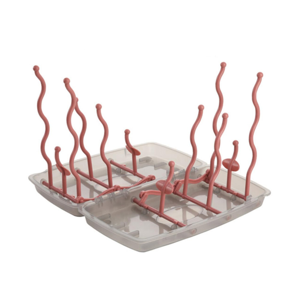 Bottle Drying Rack For Baby Bottles And Cups, Space Saving Countertop Organizer, Red
