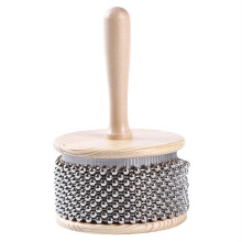 Wooden Hand Cabasa Percussion Shaker 19cm with Metal Beads, Ergonomic Handle for Band or Classroom