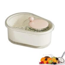 Fruit Washer and Vegetable Spinner with Gentle Skin Scrubbing, Cream White Bowl, Transparent Lid