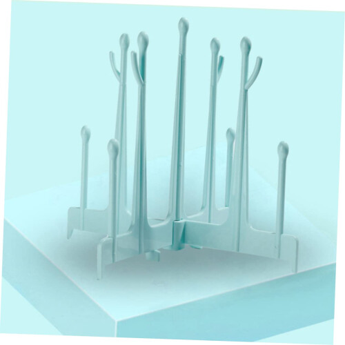 Baby Bottle Drying Rack with Detachable Foldable Stand for Sippy Cups, Compact Sky Blue Design 2