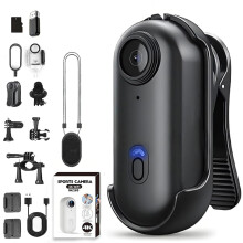 POV Action Camera 4K Ultra HD Waterproof Body Cam with 170 WideAngle Lens for Outdoor Sports and Pet Walking Black 128G