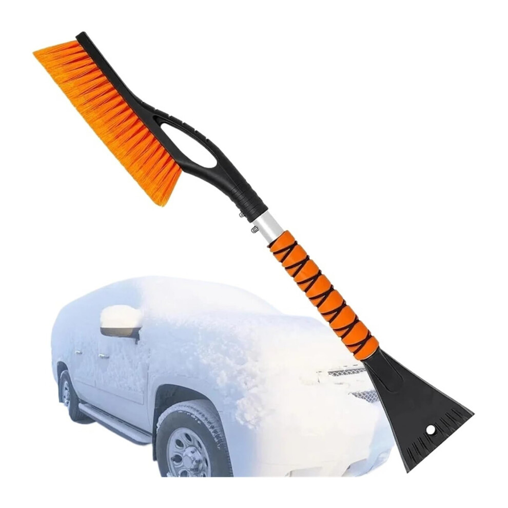 Car Snow Brush And Ice Scraper 2In1 Extendable Telescopic Tool For Cars Trucks Suvs Orange 9455672140430
