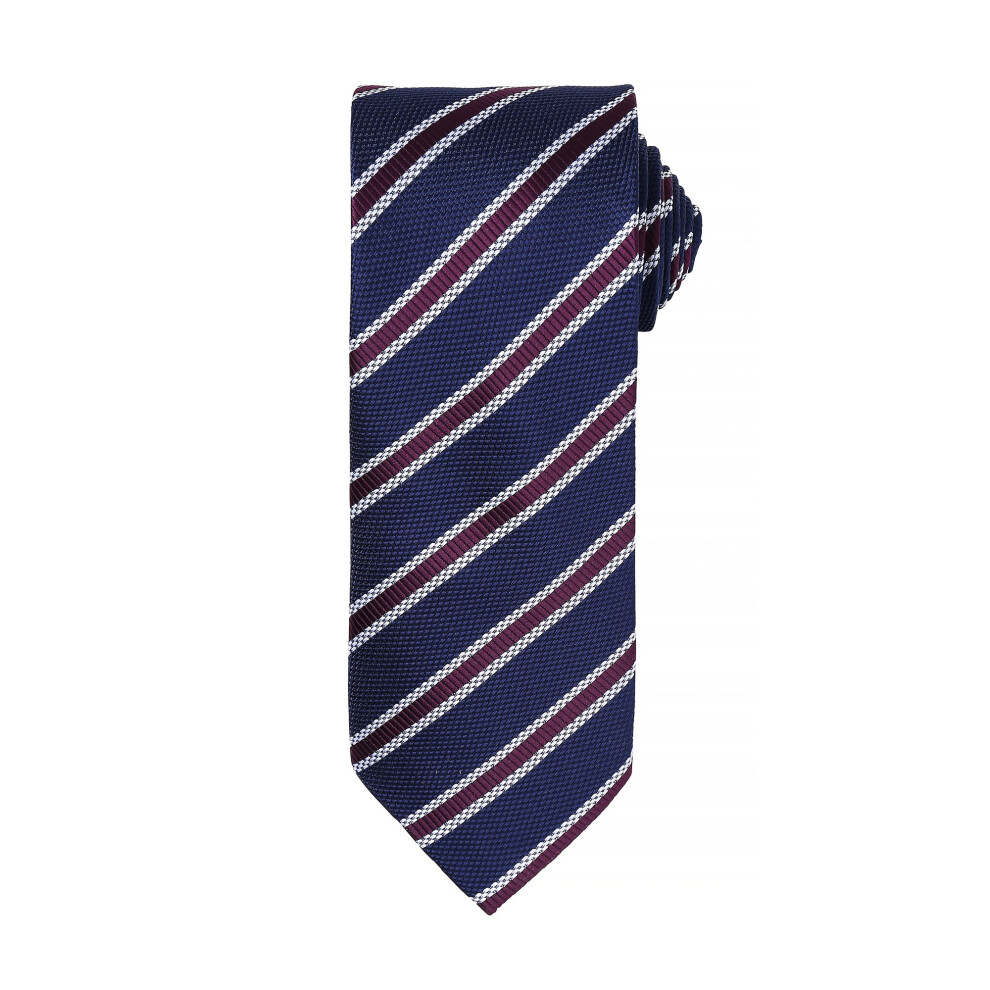 Premier Men's Navy Waffle Stripe Formal Business Tie Pack Of 2 In - Image 2