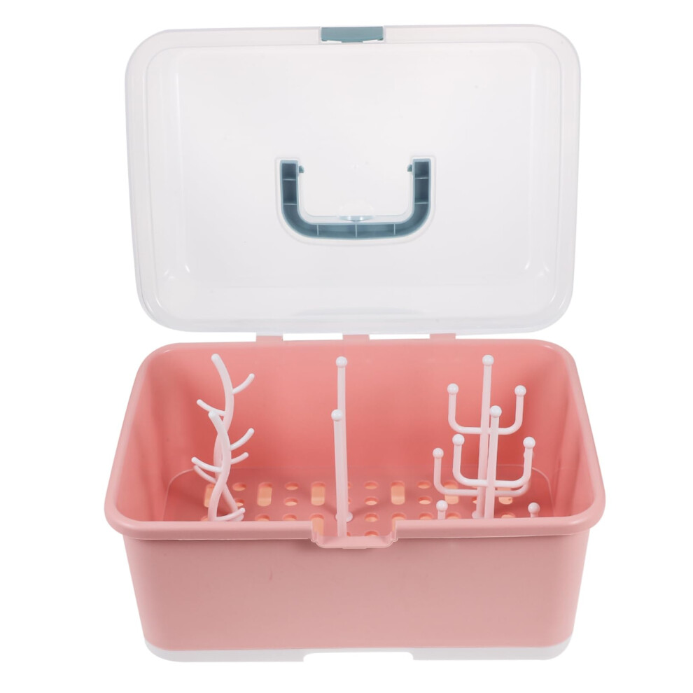 Baby Bottle Drying Rack with DustProof Lid and Large Capacity Storage Organizer for Feeding Supplies