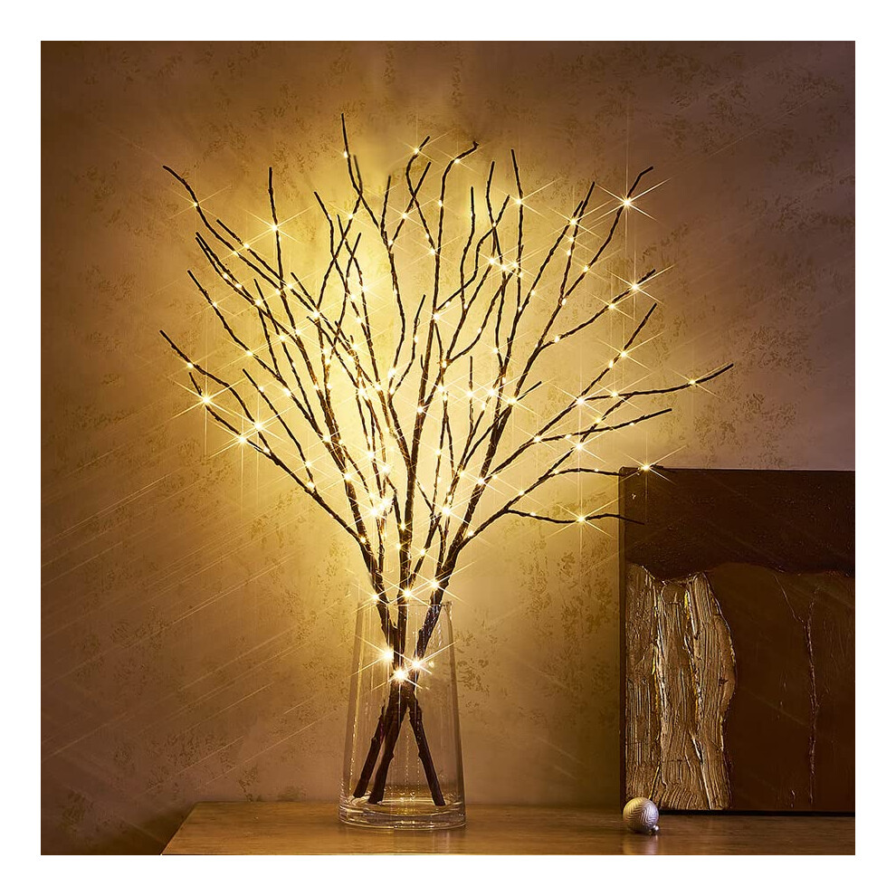 Led Twig Lights With Timer And Dimmer, 30In Willow Branches For Tall Vases Indoor Outdoor Decor Brown