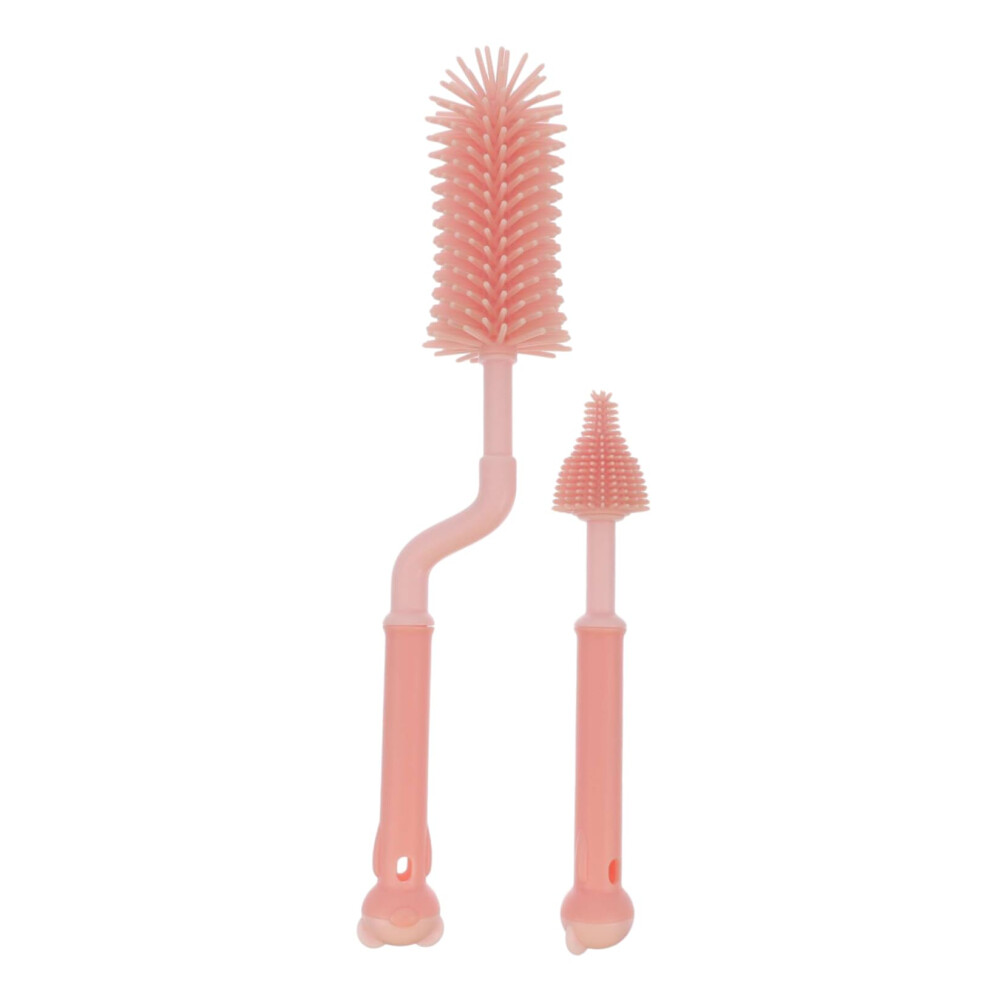 2pcs Baby Bottle Brush with 360 Rotating Head, Ergonomic Handle Silicone Cleaner for Pacifiers and Cups