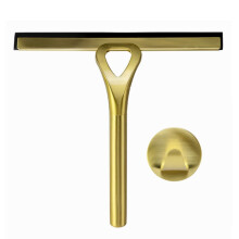 Gold Stainless Steel Shower Squeegee with Hook, 10 Inch Bathroom Squeegee for Streak Glass and Tiles