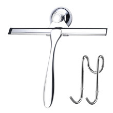 Shower Squeegee with Silicone Wiping Blade and Suction Cup Hook for Bathroom Windows 10 12 14 Inch