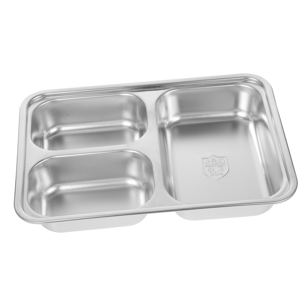 Stainless Steel Divided Plate 304 Kids Plate with Three Compartments Dishwasher Safe for Toddlers