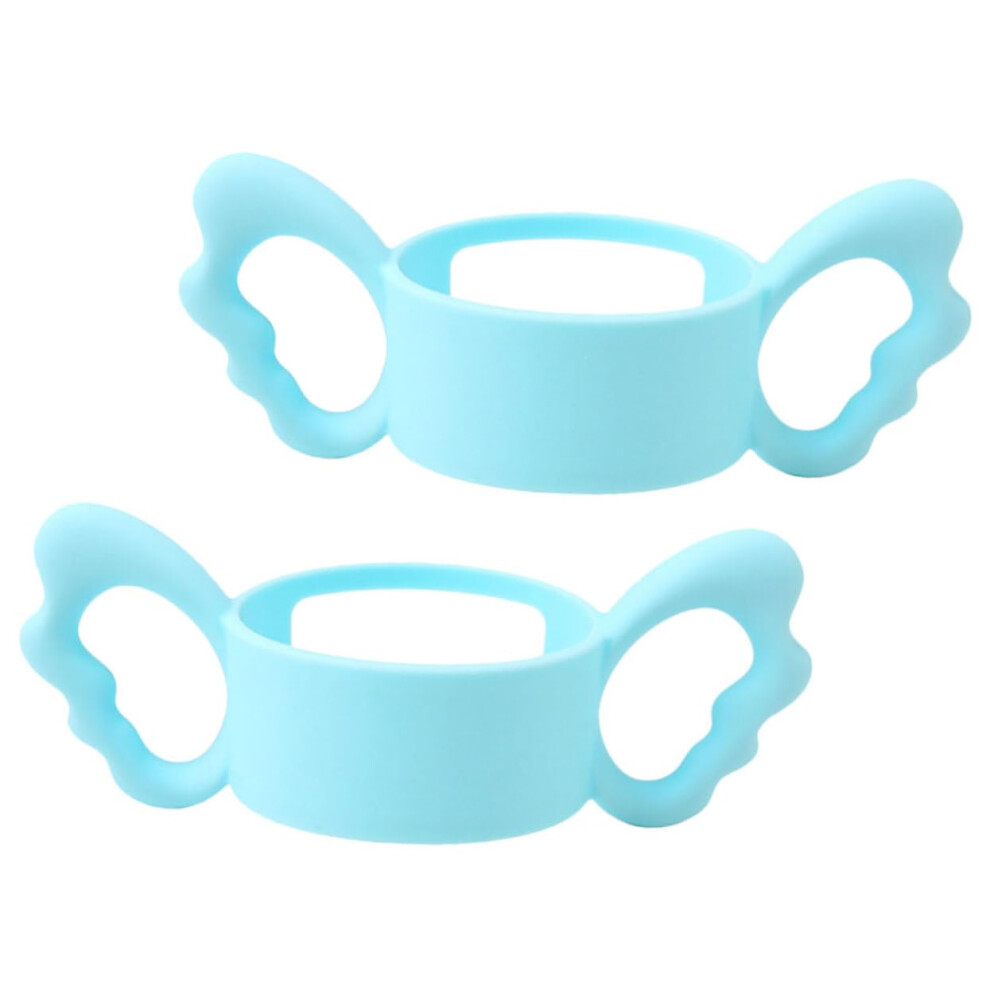 2pcs Silicone Baby Bottle Handles with Ergonomic Double Grip, AntiSlip, Fits Most Feeding Bottles