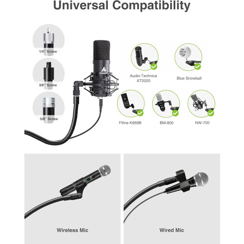 Adjustable Microphone Stand 82'' Tall Tripod with Boom Arm Foldable Height for Singing and Stage 1