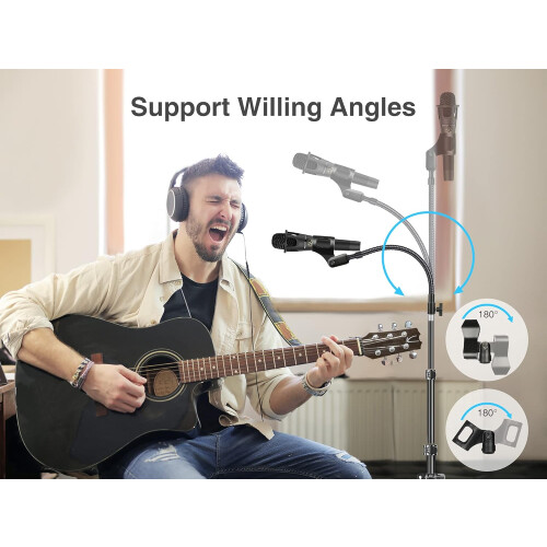 Adjustable Microphone Stand 82'' Tall Tripod with Boom Arm Foldable Height for Singing and Stage 2