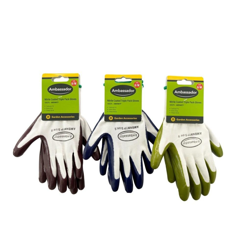 Ambassador Nitrile Coated Gloves (Pack Of 3) 5063884755874