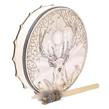 Handmade Shaman Drum with Drumstick, Unique Elk Pattern for Spiritual Music and Home Decor