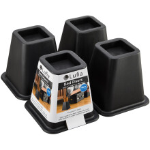 Heavy Duty Bed Risers 6 Inch, Stackable Furniture Risers for Extra Storage and Floor Protection, Set of 4 Black