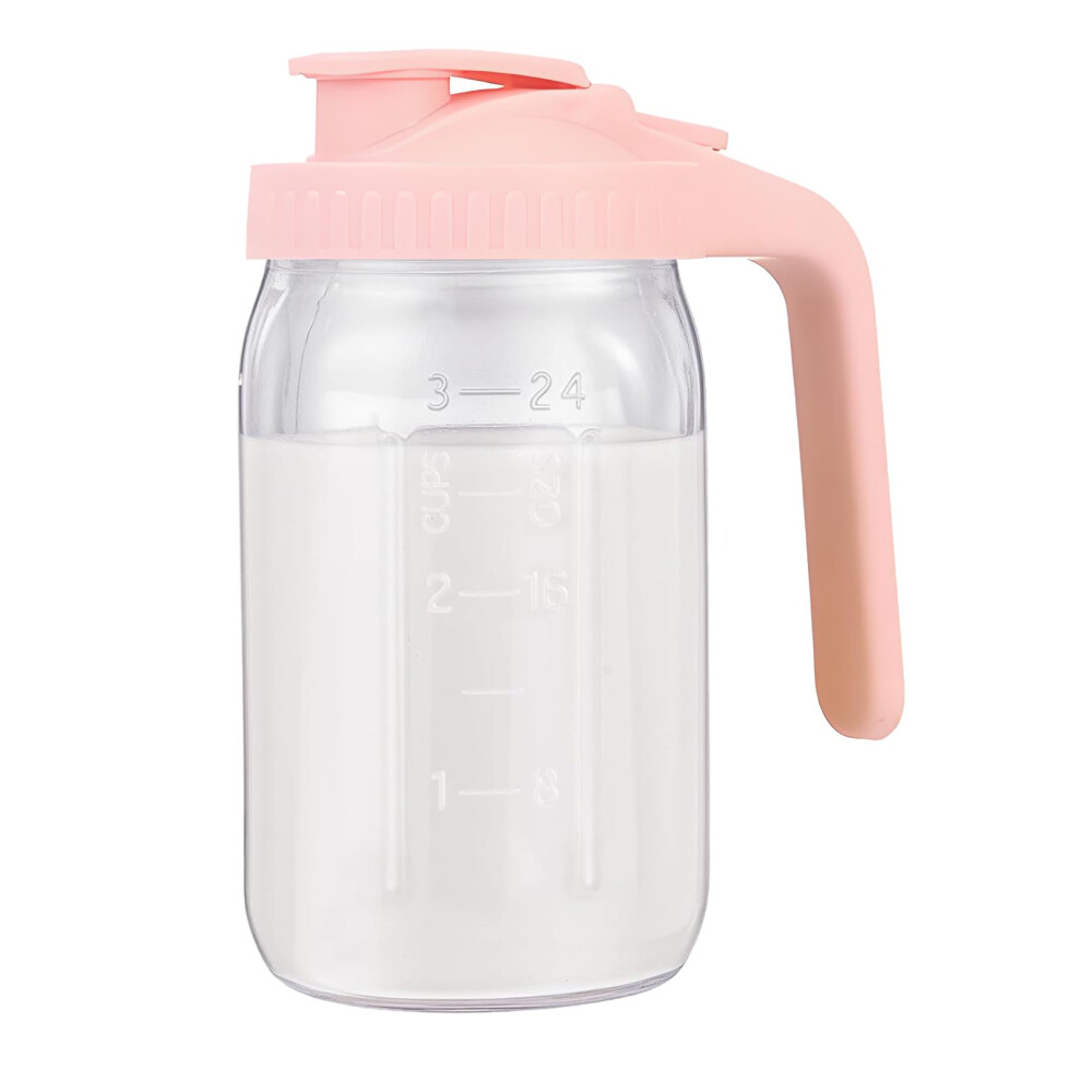 32Oz Glass Breast Milk Storage Pitcher With Leakproof Flip Cap, Wide Mouth Jar For Hot Or Cold Pink
