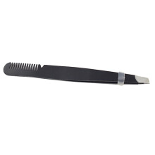 Dual Purpose Eyebrow Tweezer With Comb, Durable Stainless Steel Double Ended Design Lightweight Portable Versatile Grooming Tool Sleek Finish Smooth