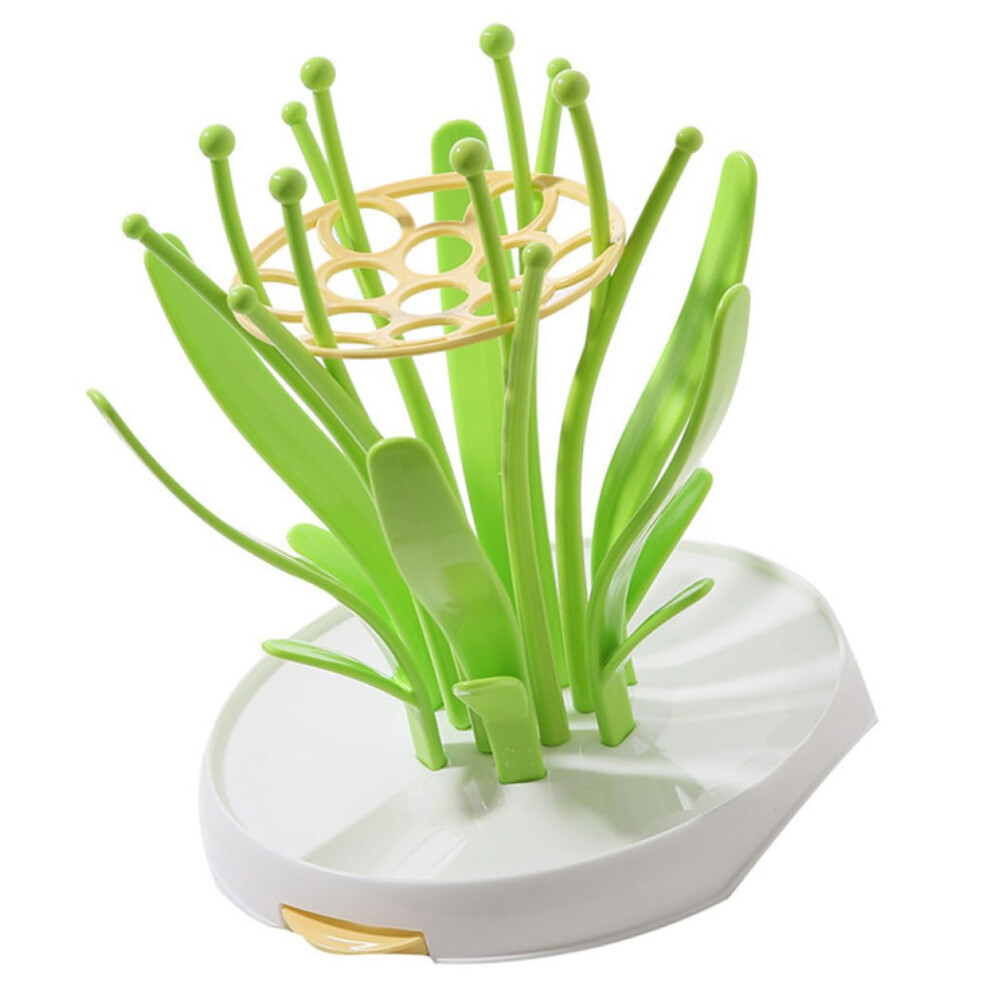 Baby Bottle Drying Rack With Removable Tray For Home And Travel, Multifunctional Organizer, Grass Green