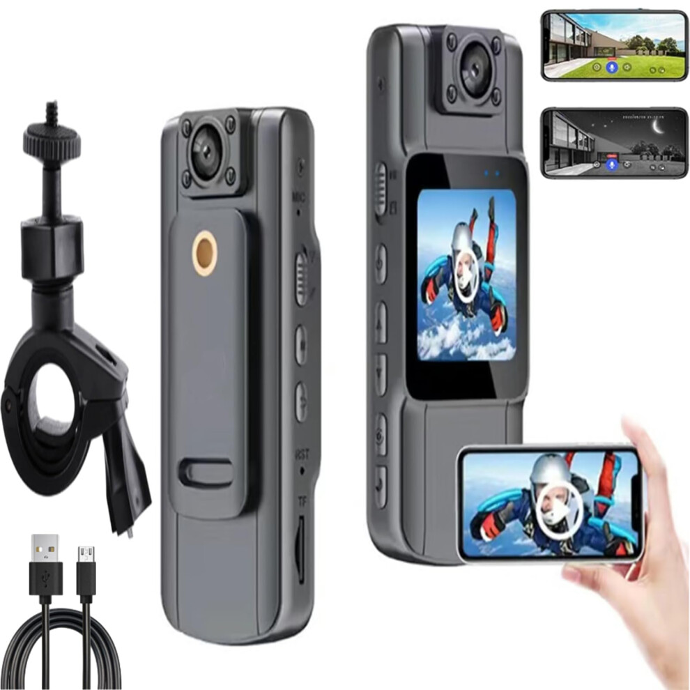 4K Night Vision Body Camera With 180 Rotatable Lens, Wearable Action Cam With Audio And Wifi 9113335878969