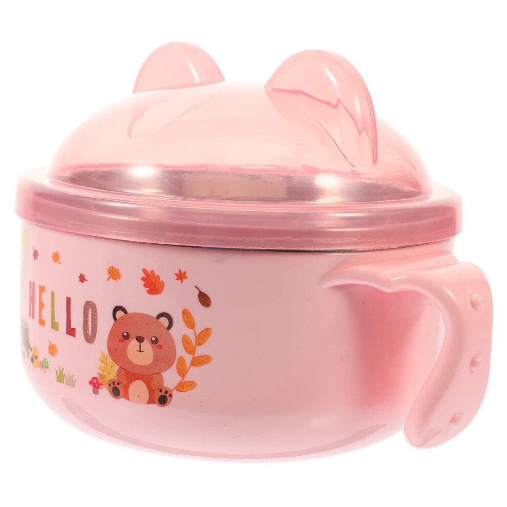 Stainless Steel Serving Bowl with Lid and Double Handles for Kids, SpillResistant Deep Design