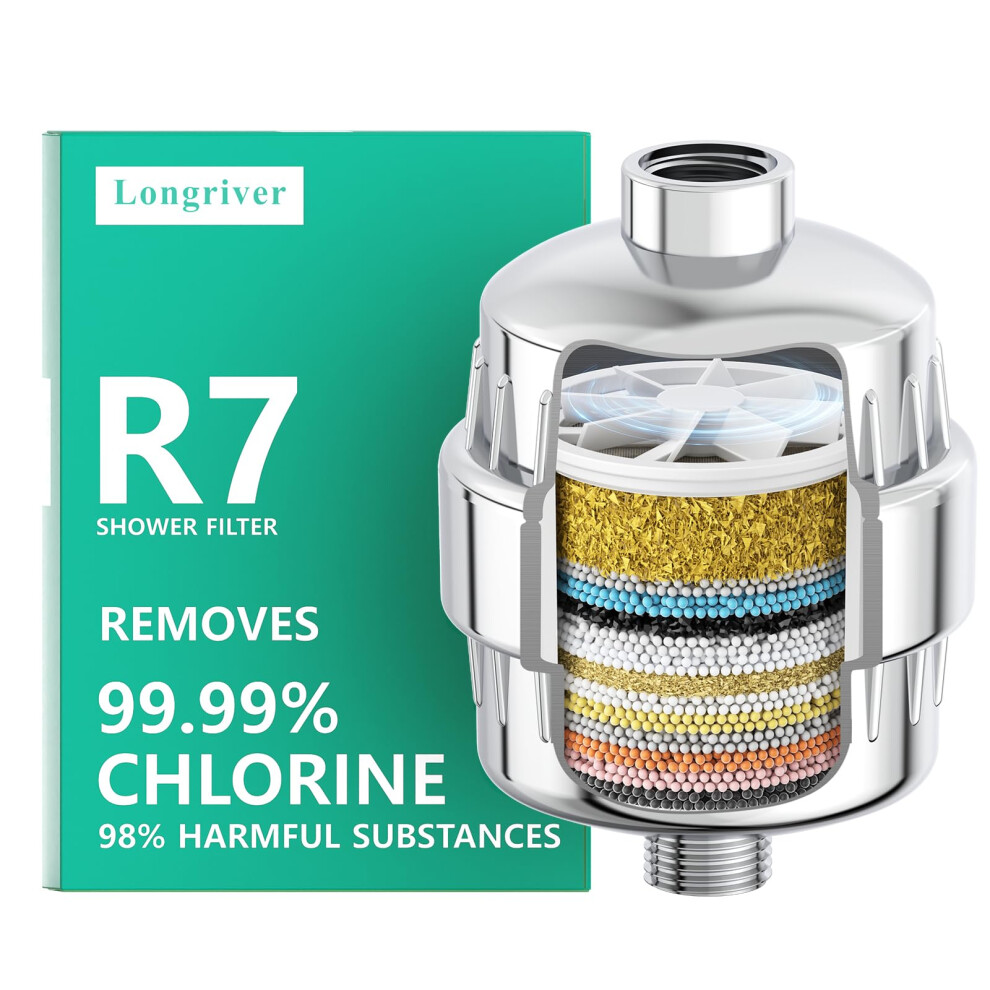 Shower Filter For Hard Water 99.99% Chlorine Removal Protects Hair And Skin Chrome G1/2 9092120620788