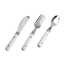 3Pcs Stainless Steel Forks Set with Ergonomic Comfort Grip for Versatile Dining Use White